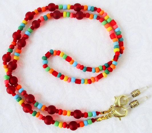 Red Multicolor Beaded Eyeglass Chain - juicybeads jewelry