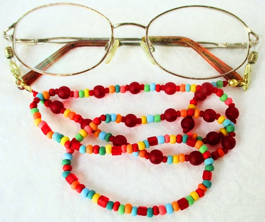 Red Multicolor Beaded Eyeglass Chain - juicybeads jewelry