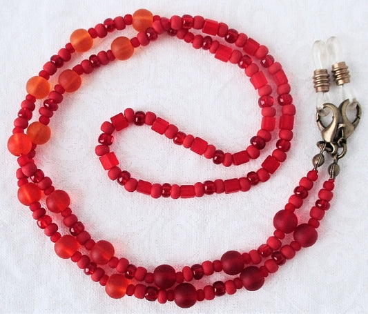 red orange beaded eyeglass chain - juicybeads jewelry