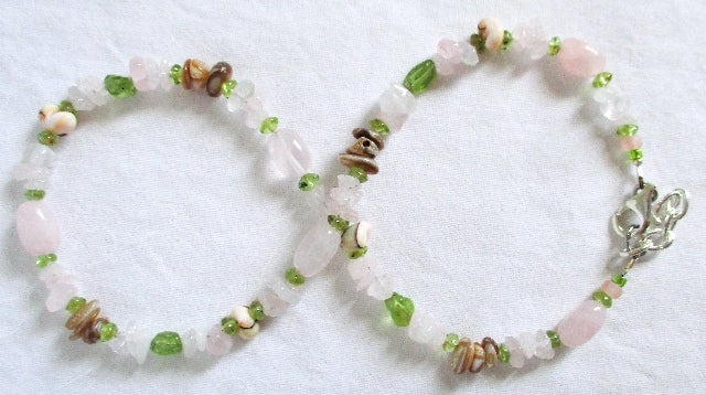 Rose Quartz Peridot Gemstone Bracelet - Juicybeads Jewelry