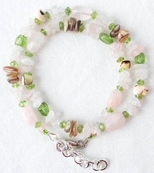 Rose Quartz Peridot Gemstone Bracelet - Juicybeads Jewelry