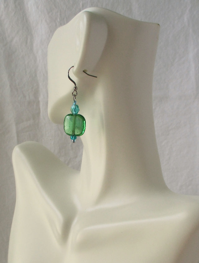 sea green square earrings Juicybeads Jewelry