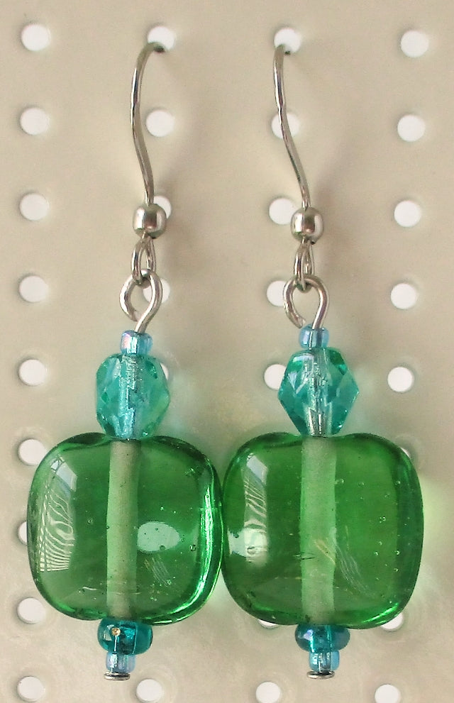 sea green square earrings Juicybeads Jewelry