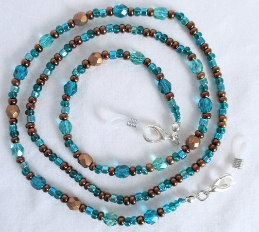 Teal Green Beaded Eyeglass Chain - Juicybeads Jewelry