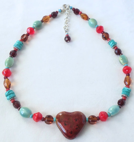 Western Beaded Heart Necklace - Juicybeads Jewelry
