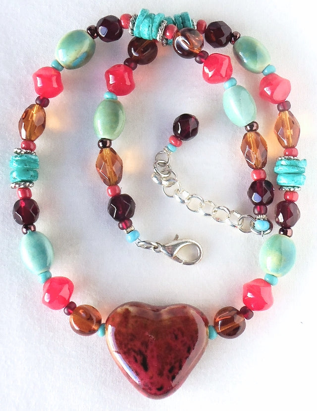 Western Beaded Heart Necklace - Juicybeads Jewelry