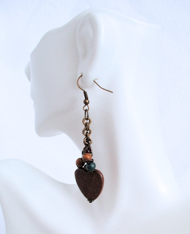 Wooden Heart Earrings - Juicybeads Jewelry
