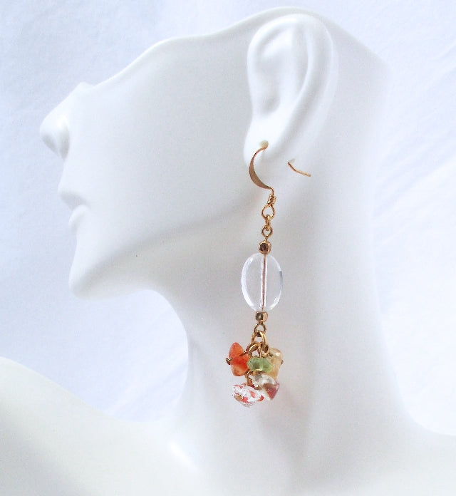 mixed stone cluster drop earrings - Juicybeads Jewelry
