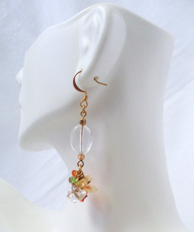 mixed stone cluster drop earrings - Juicybeads Jewelry