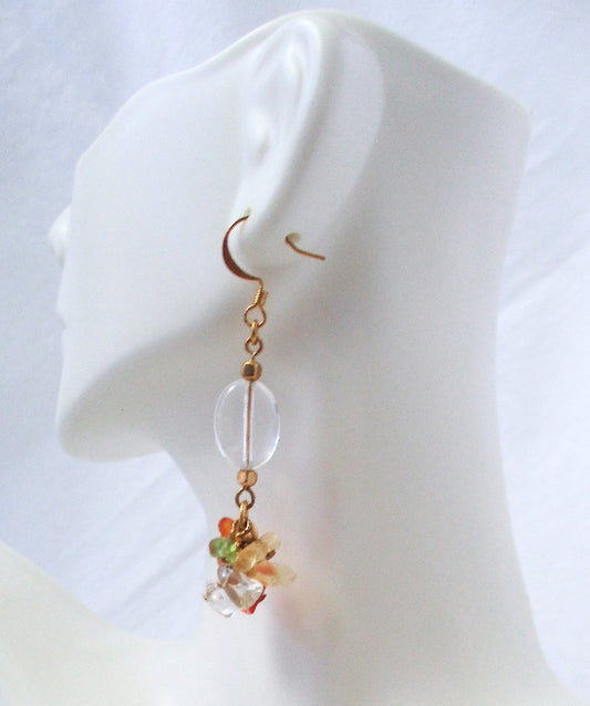 mixed stone cluster drop earrings - Juicybeads Jewelry
