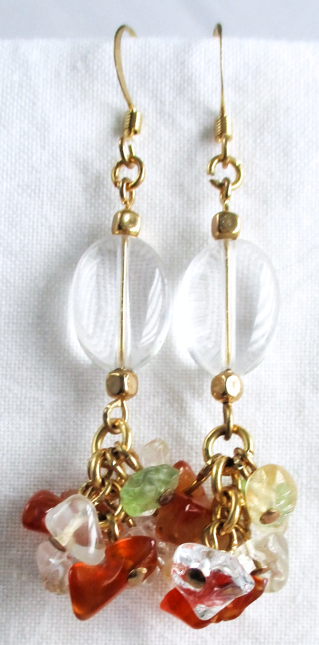 mixed stone cluster drop earrings - Juicybeads Jewelry