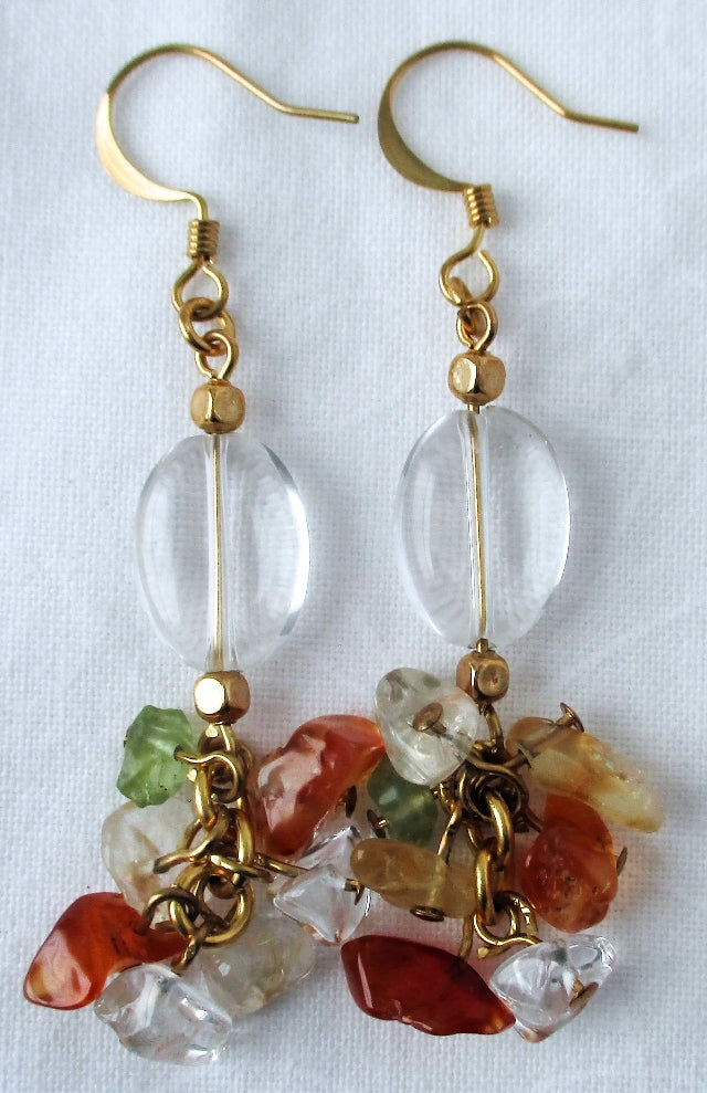 mixed stone cluster drop earrings - Juicybeads Jewelry