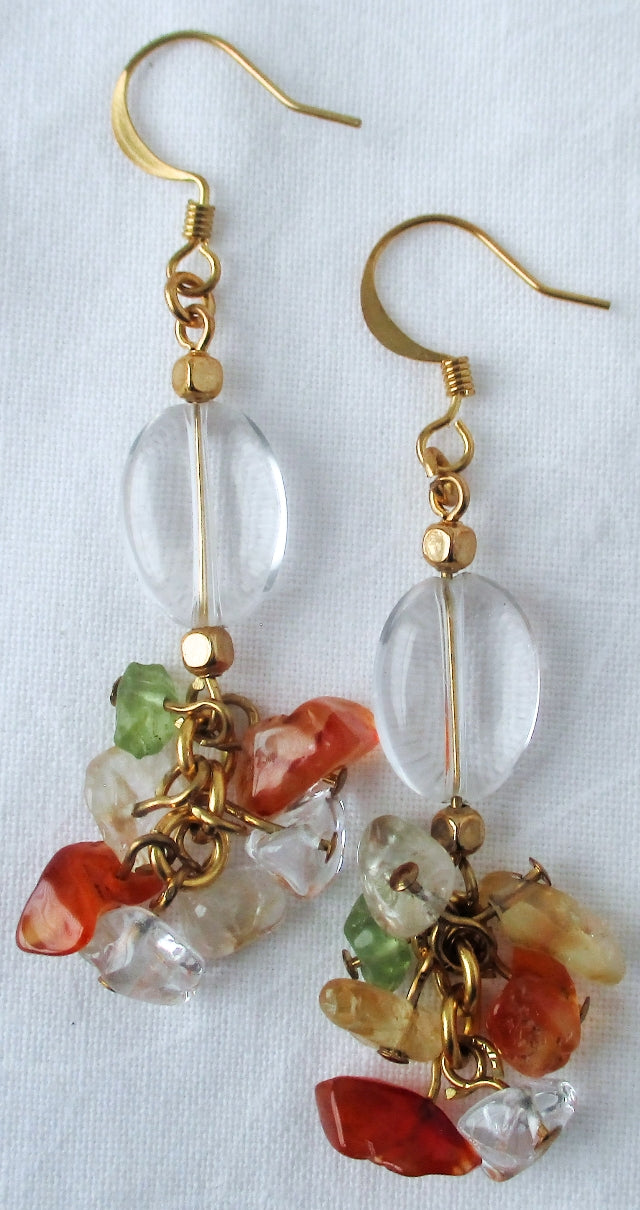 mixed stone cluster drop earrings - Juicybeads Jewelry