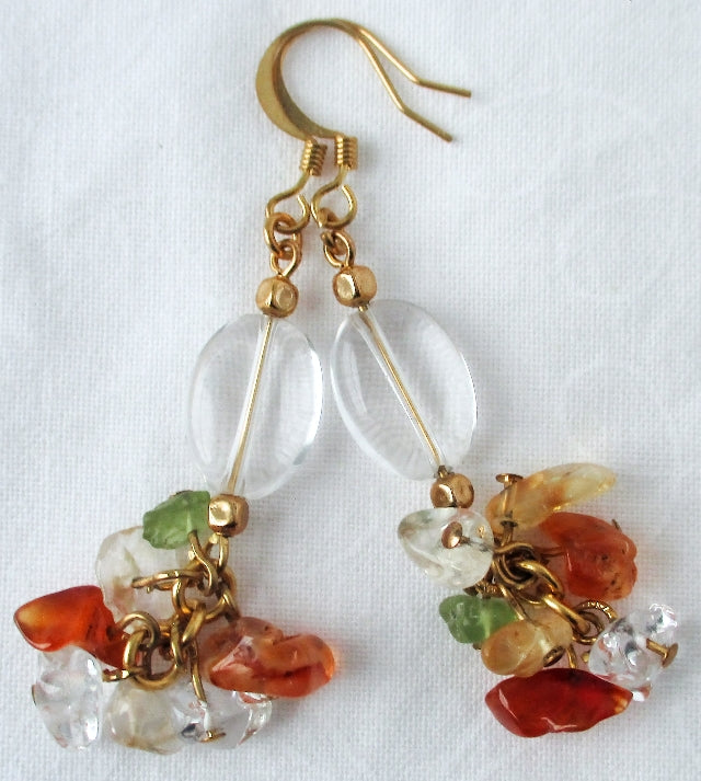 mixed stone cluster drop earrings - Juicybeads Jewelry