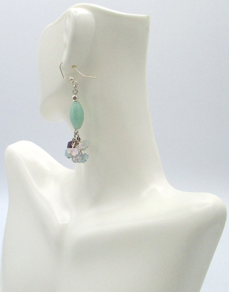 Amazonite Cluster Drop Earrings - Juicybeads Jewelry