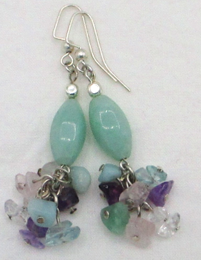 Amazonite Cluster Drop Earrings - Juicybeads Jewelry