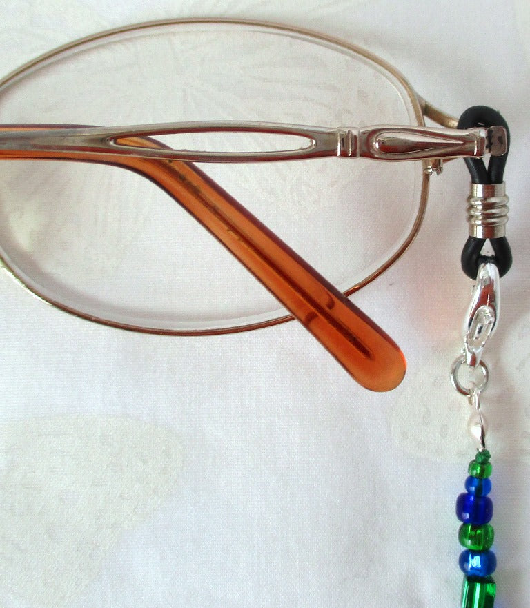 Blue Green Beaded Eyeglass Chain - Juicybeads Jewelry