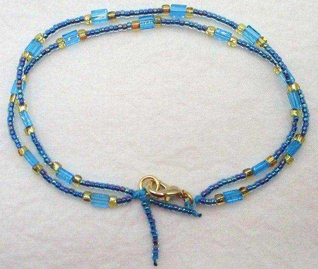 Blue & Yellow Beaded Anklet - Juicybeads Jewelry