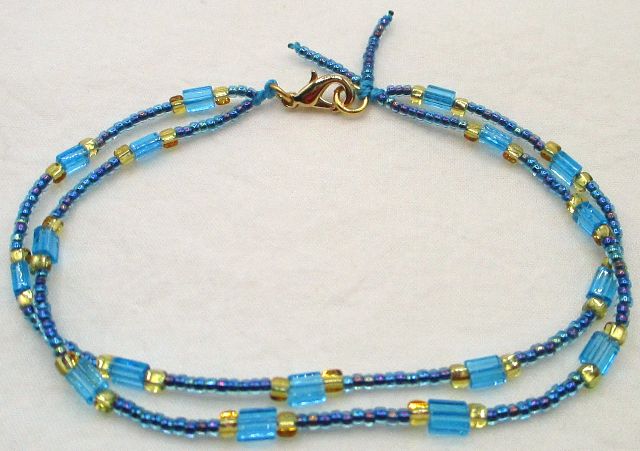 Blue & Yellow Beaded Anklet - Juicybeads Jewelry