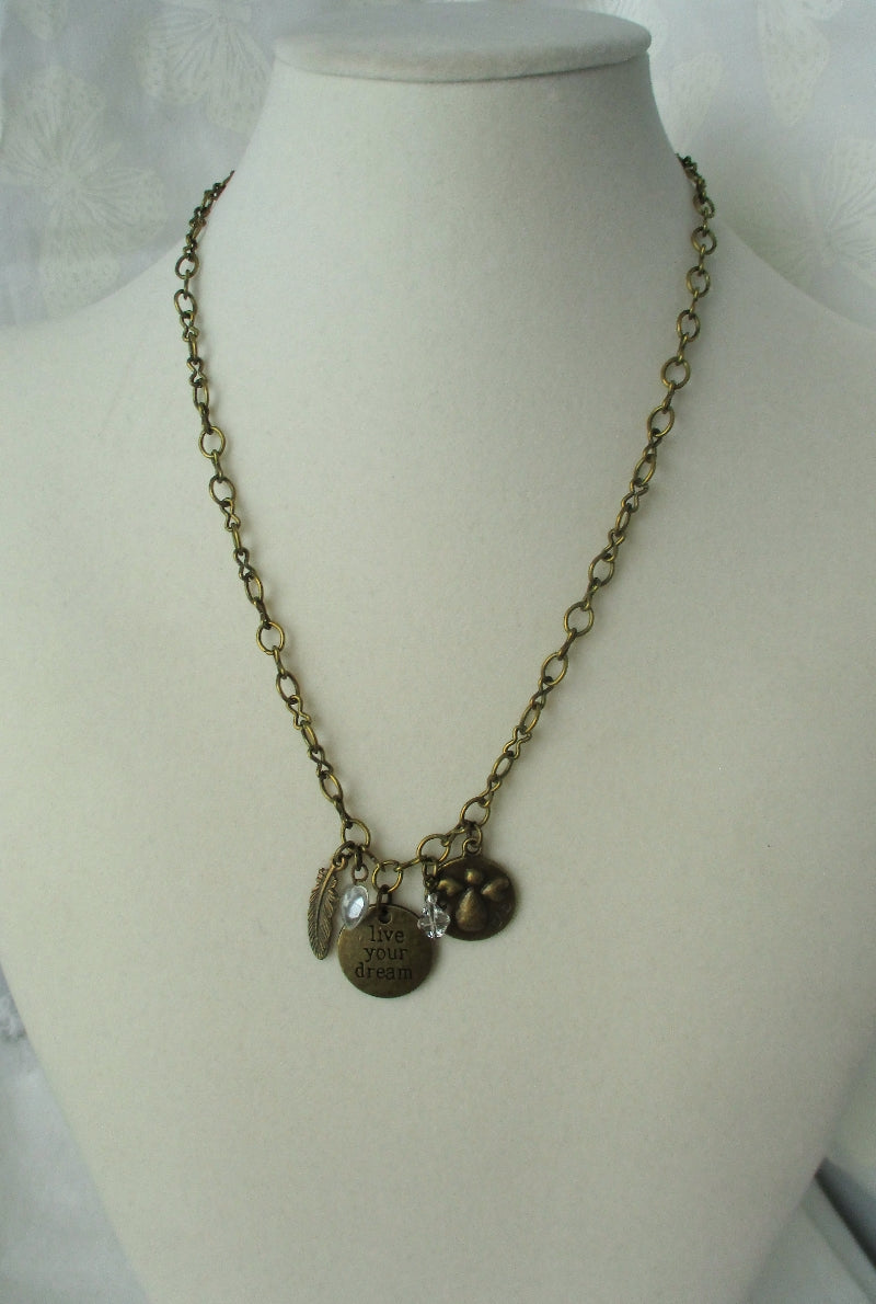 Brass Angel Charm Necklace - Juicybeads Jewelry