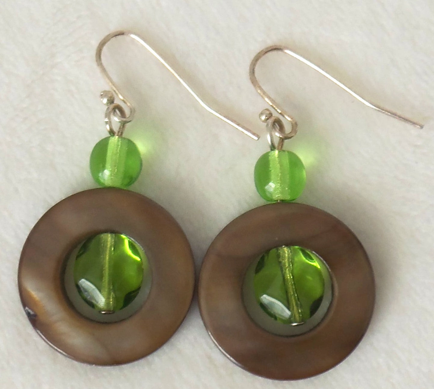 Brown Mother of Pearl Drop Earrings - Juicybeads Jewelry