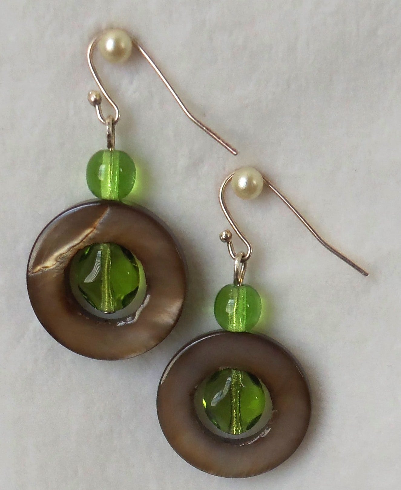 Brown Mother of Pearl Drop Earrings - Juicybeads Jewelry