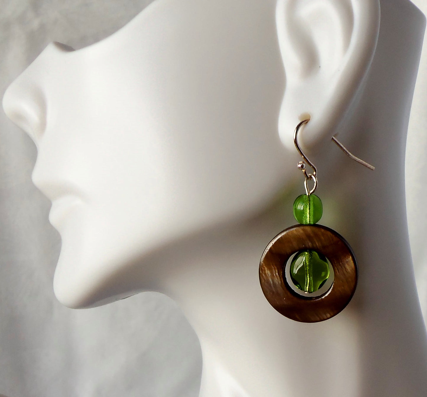 Brown Mother of Pearl Drop Earrings - Juicybeads Jewelry