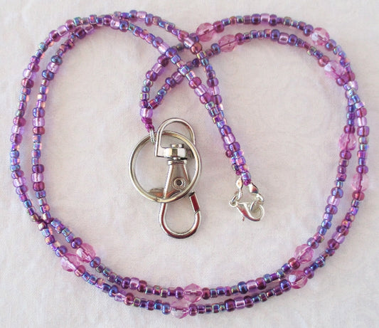 Lavender Purple Beaded Lanyard - Juicybeads Jewelry