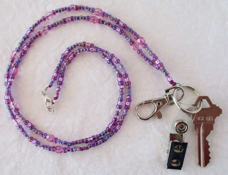 Lavender Purple Beaded Lanyard Juicybeads Jewelry