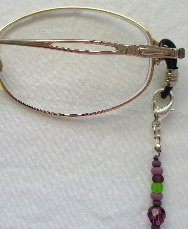 Purple Flower Beaded Eyeglass Chain - Juicybeads Jewelry