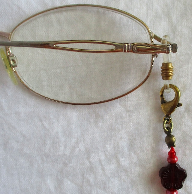 Red Flower Beaded Eyeglass Chain - Juicybeads Jewelry