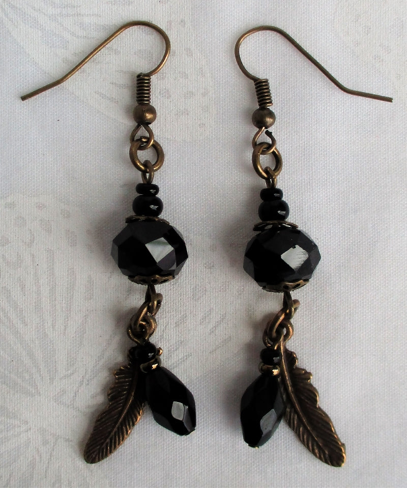 Black Beaded Crow Pendant Necklace Set - Juicybeads Jewelry