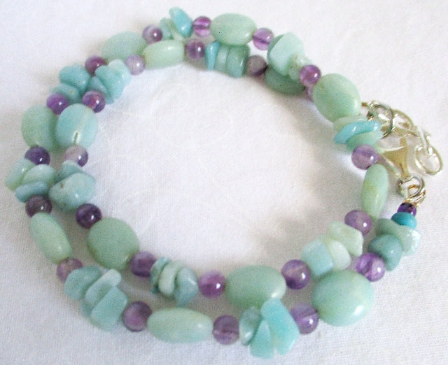 Amazonite Amethyst Bracelet - Juicybeads Jewelry