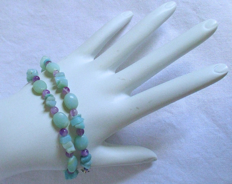 Amazonite Amethyst Bracelet - Juicybeads Jewelry