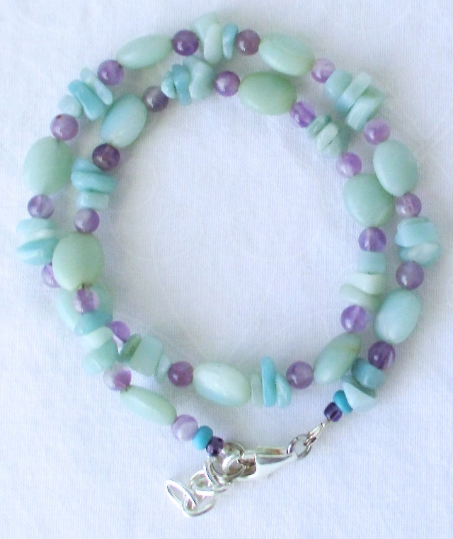 Amazonite Amethyst Wrap Bracelet - Juicybeads Jewelry