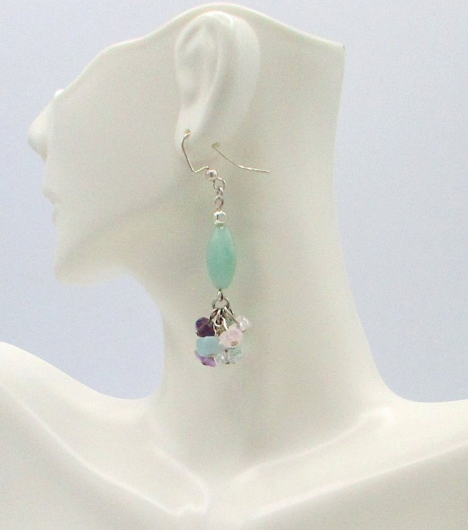 amazonite cluster drop earrings - Juicybeads Jewelry