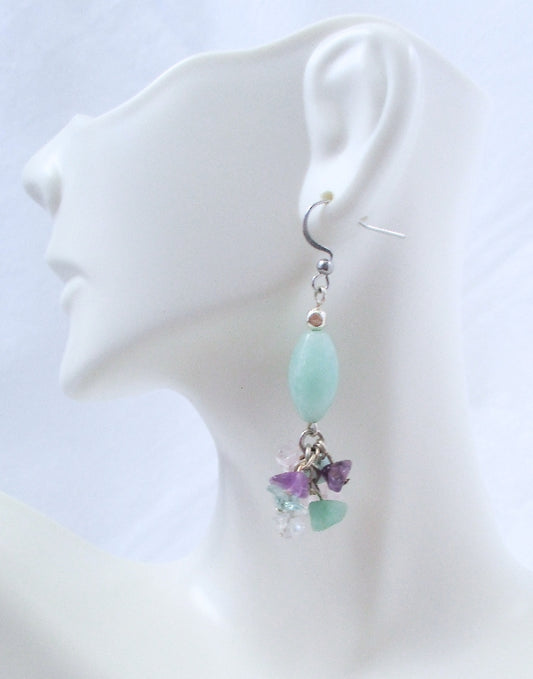 Amazonite Cluster Earrings - Juicybeads Jewelry