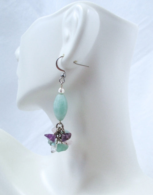 Amazonite Cluster Earrings - Juicybeads Jewelry