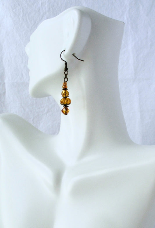 Amber Brown Beaded Earrings - Juicybeads Jewelry