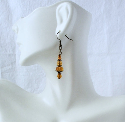 Amber Brown Beaded Earrings - Juicybeads Jewelry