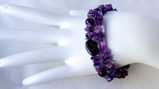 Amethyst Iolite Double Strand Bracelet - Juicybeads Jewelry