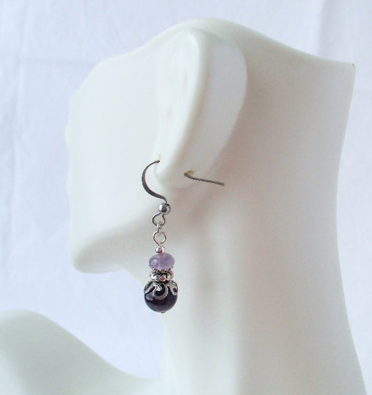 Amethyst Stack Drop Earrings - Juicybeads Jewelry