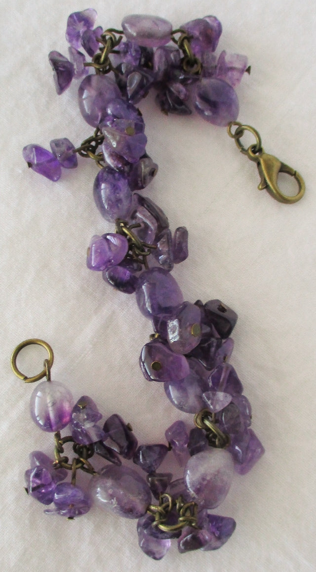 amethyst brass bracelet - juicybeads jewelry