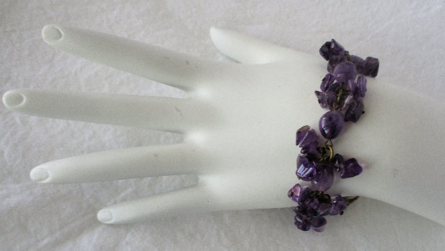 amethyst brass bracelet - juicybeads jewelry