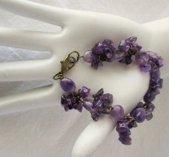 amethyst brass bracelet - juicybeads jewelry