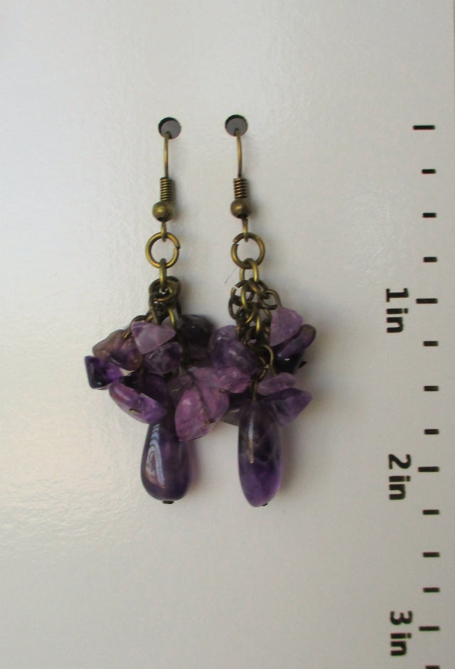 amethyst brass earrings - juicybeads jewelry