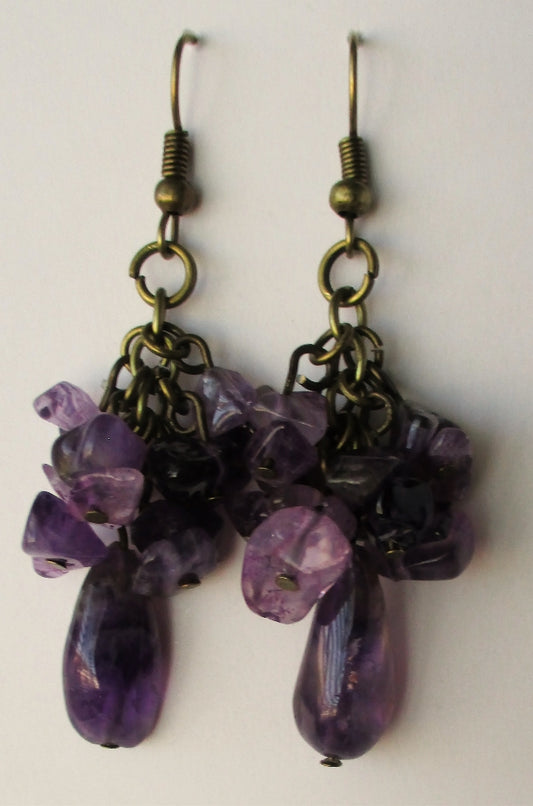 amethyst brass earrings - juicybeads jewelry