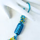 Aqua & Yellow Beaded Keychain - Juicybeads Jewelry