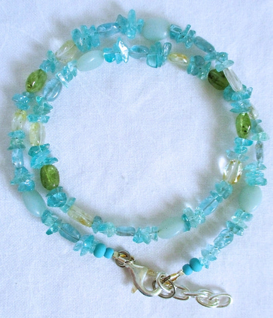 Aquamarine Peridot Crystal Bracelet - Juicybeads Jewelry