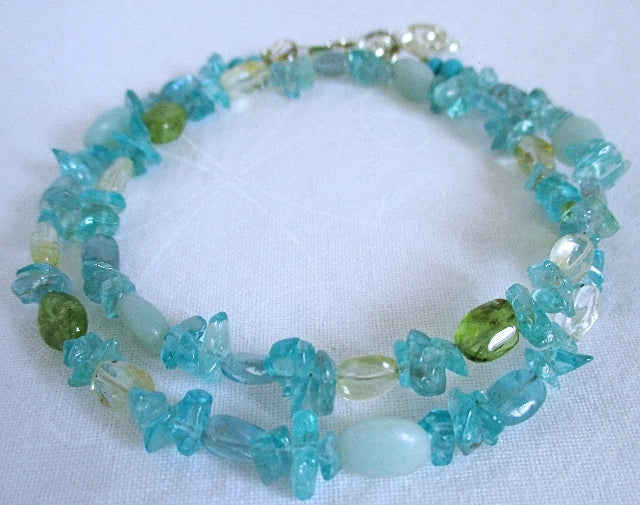Aquamarine Peridot Crystal Bracelet - Juicybeads Jewelry